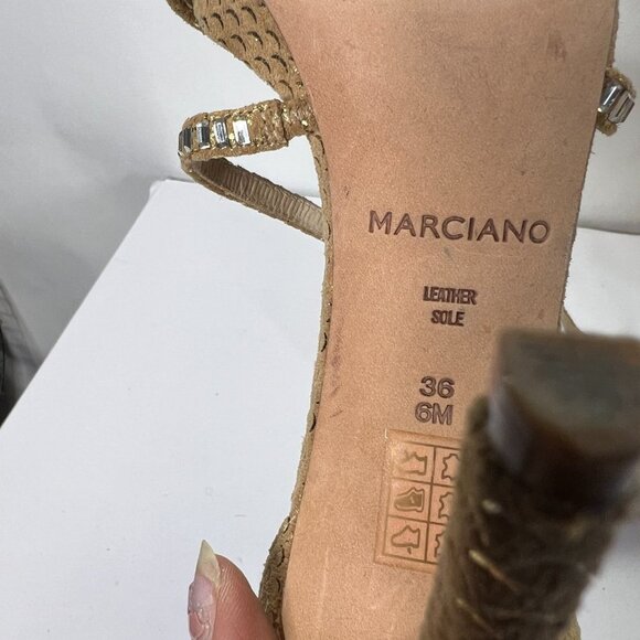 Marciano Stiletto Heels Metallic Gold Crystal Embellishments Size 9M - Picture 9 of 9